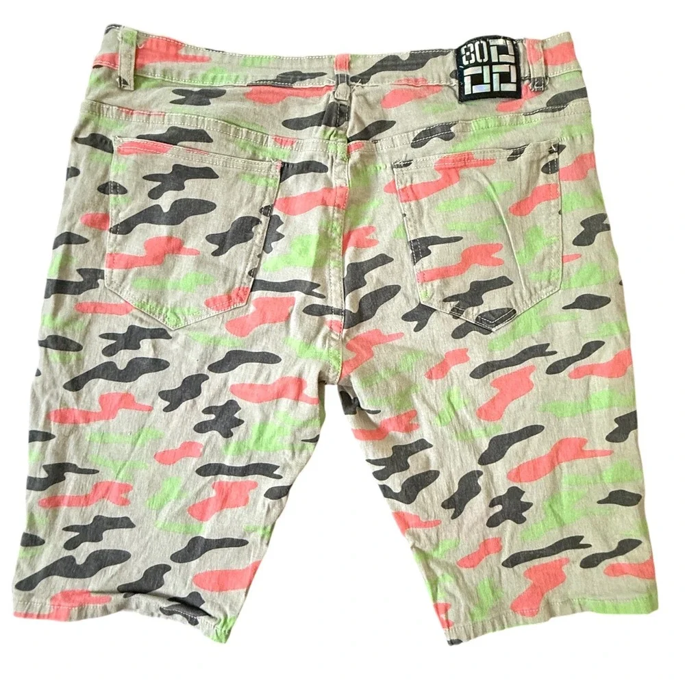 Demolition‎ Mens Camo Shorts Size 40 Multicolor Neon Green Pink Grey 2019